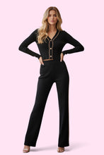 Load image into Gallery viewer, Black Ribbed Knit Set with Gold Chain